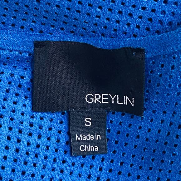 Anthropologie Greylin Blue Micro Suede Dress Women Size Small Perforated Texture - Picture 8 of 9